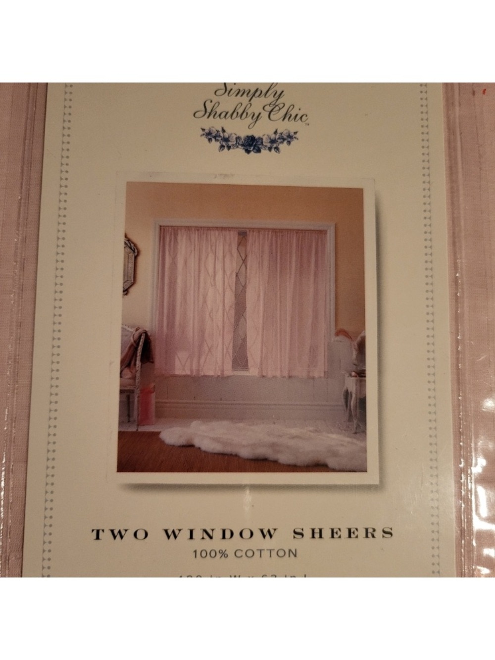 Simply Shabby Chic Set of Pink Cotton Window Sheers - Picture 2 of 4